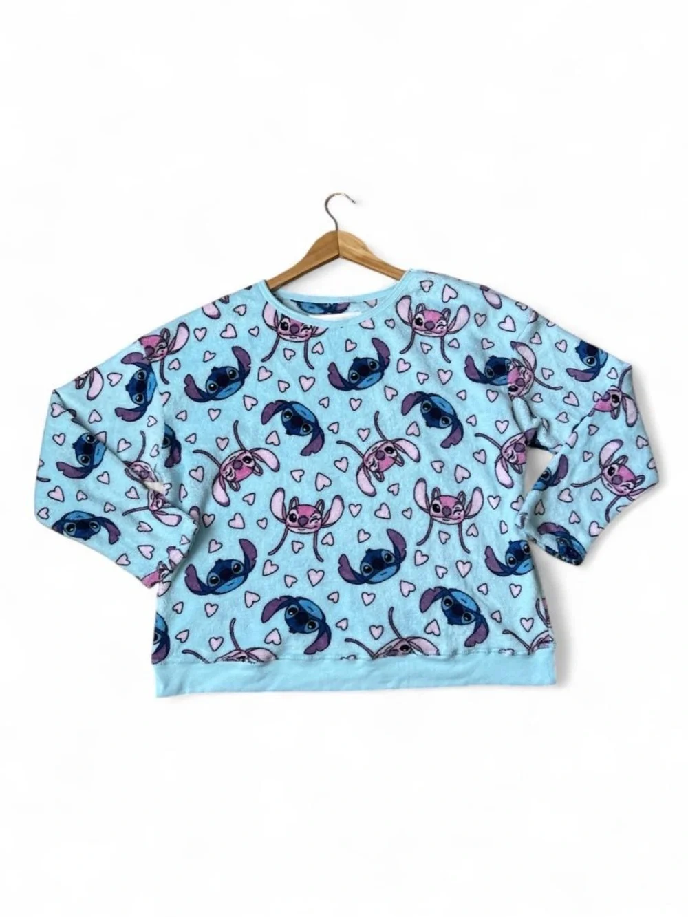 Disney Lilo & Stitch Fleece Pullover Sweatshirt Pastel Kawaii Warm Loungewear XL
